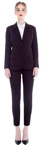 Marycrafts Women’s Two Piece Suits – Business Blazer Pant Suit Set for Work, Professional Outfit, Office Wear, Formal Business Attire 20 Black Brown - Image 5