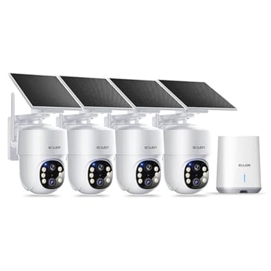 SOLIOM- 5MP Security Cameras Wireless Outdoor, No Subscription,4-Cam Pack, Solar Powered Home Security Camera with 360° Auto Tracking, Pan & Tilt, 3K Color Night Vision,5G & 2.4G Router Compatible - Image 1