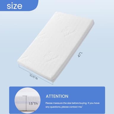 KEAWIS Bassinet Mattress pad(47x 23.6),Soft Bamboo Fiber Breathable Cover,Dual Firmness Gel Memory Foam Mattress.Fit for ADOVEL Baby Bassinet Bedside,BabyBond and ELEMARA Baby Bassinet Mattress. - Image 2