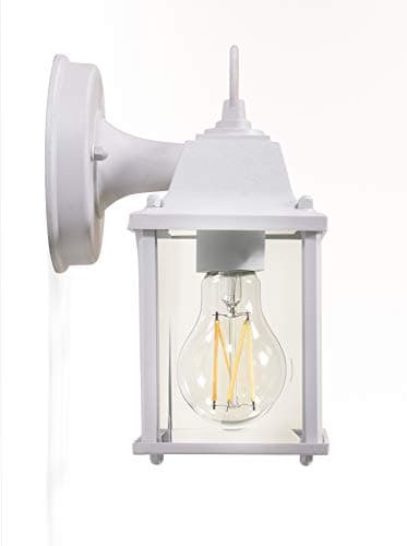 CORAMDEO Outdoor Wall Porch Light, Wall Sconce for Porch, Patio, Deck and More, E26 Medium Base Socket, Suitable for Wet Location, White Powder Coat Cast Aluminum with Beveled Glass 2 Pack - Image 4