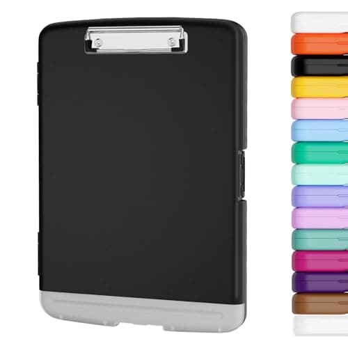 Piasoenc Clipboard with Storage, 8.5 x 11 Organization Box with Pen Holder and A4 Legal Paper Folder, Folio & Side-Opening, Low Profile Clip,for Nurses,Teachers, Size 14 x 9.6 x 1.2 in, Black - Image 1