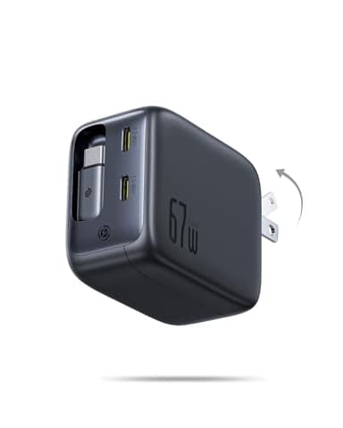 Baseus Enercore CJ11 Retractable USB C Charger, 67W 3 in 1 Fast Charging Block with Foldable Plug, PD/PPS for Galaxy S25/iPhone 17/16/15 Series/MacBook Air/Airpods 4 - Image 1