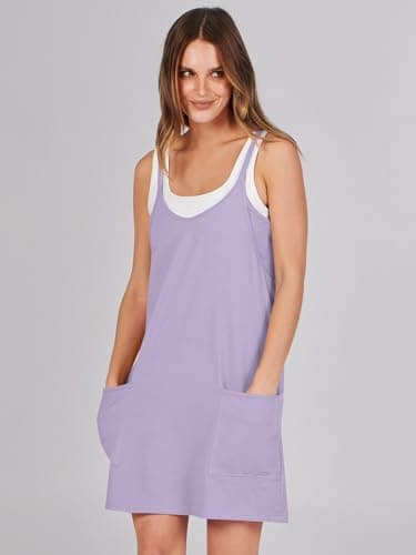 Prinbara Women Athletic Tennis Dress Summer Workout Sports Mini Romper Dress Built in Shapewear Shorts Sundress 2025 Outfits Lilac X-Small - Image 7