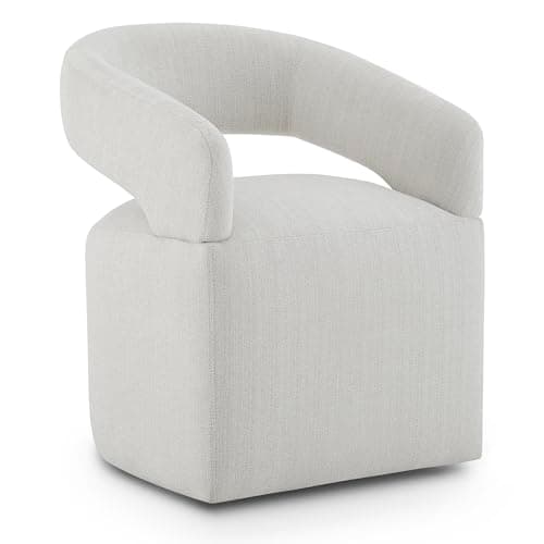 KISLOT Upholstered Dining Chairs with Removable Casters Barrel Side Armchair with Rollers for Diningroom Bedroom Livingroom Reading Room, Linen, 1PCS - Image 1