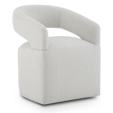 KISLOT Upholstered Dining Chairs with Removable Casters Barrel Side Armchair with Rollers for Diningroom Bedroom Livingroom Reading Room, Linen, 1PCS - Image 1