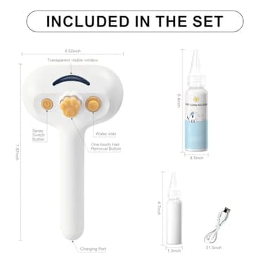 Pet Steam Brush for Dog & Cat – 3-in-1 Spray Hair Removal Comb – Steam for Shedding & Grooming – Water Brush for Long & Short Haired Pets – Spritz Defur Comb – Includes Waterless Shampoo - Image 9