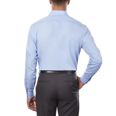 Van Heusen Men's Poplin Regular Fit Solid Point Collar Dress Shirt, Cameo Blue, 16.5" Neck 34"-35" Sleeve - Image 2