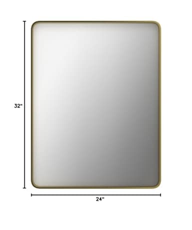 TokeShimi Bathroom Mirror for Wall 24 x 32 Inch Gold Brushed Brass Metal Rounded Corner Rectangle Mirror Wall Mirror in Metal Frame - Image 9
