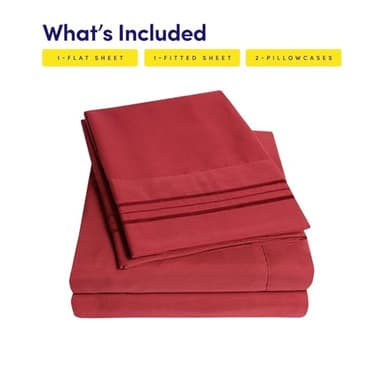 1500 Supreme Collection Bed Sheet Set - Extra Soft, Elastic Corner Straps, Deep Pockets, Wrinkle & Fade Resistant Hypoallergenic Sheets Set, Luxury Hotel Bedding, Queen, Red - Image 3
