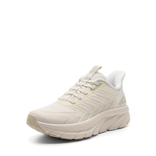 ALLSWIFIT Women's Slip On Walking Shoes Running Comfortable Tennis Breathable Non Slip Athletic Gym Workout Cross Training Fashion Sneakers,Size 7.5,Ivory,SARR034W - Image 1