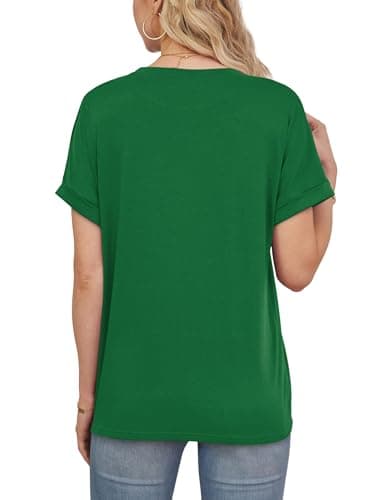 Besshopie Womens Oversized T Shirts Loose Fit Crewneck Short Sleeve Tops Summer Casual Comfy Work Blouse Shirts Cute Plain Tunic Tops 2025 Y2K Basic Tee Trendy Summer Outfits Green XXL - Image 4