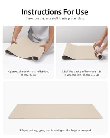 YSAGi Leather Desk Pad Protector, Large Mouse Pad, Non-Slip PU Leather Desk Blotter, Waterproof Writing Pad for Office and Home (31.5" x 15.8", Eggshell) - Image 9