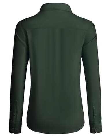 siliteelon Button Down Shirt for Women Wrinkle Free Tops for Ladies Long Sleeve Work Blouses Buisiness Casual Fall Outfits Dark Green - Image 2
