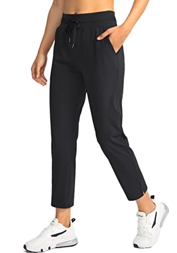 Soothfeel Women's Pants with 4 Pockets 7/8 Stretch High Waisted Sweatpants Travel Athletic Work Golf Pants for Women(Black, Large) - Image 1