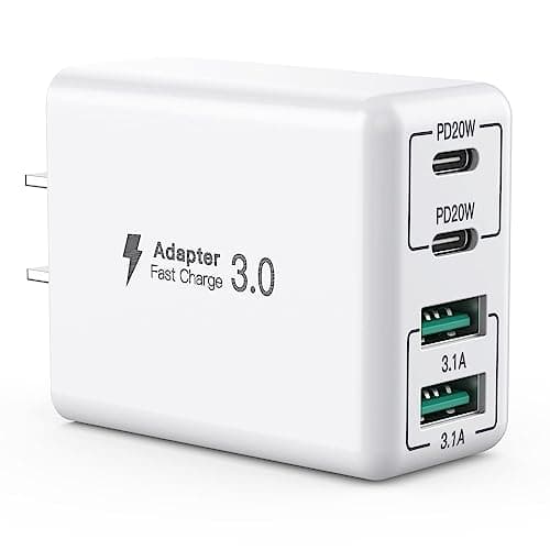 SCCVEE USB C Wall Charger, 40W 4-Port USB C Charger Block, Fast Charging Block Dual Port PD+QC Wall Plug Multiport Type C for iPhone 16/1514/13/12/11/Pro Max/XS/XR/8/7, iPad, Samsung Phone, Tablet - Image 1