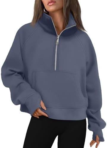 AUTOMET Womens Sweatshirts Half Zip Cropped Pullover Fleece Quarter Zipper Hoodies 2025 Fall Fashion Outfits Clothes - Image 3