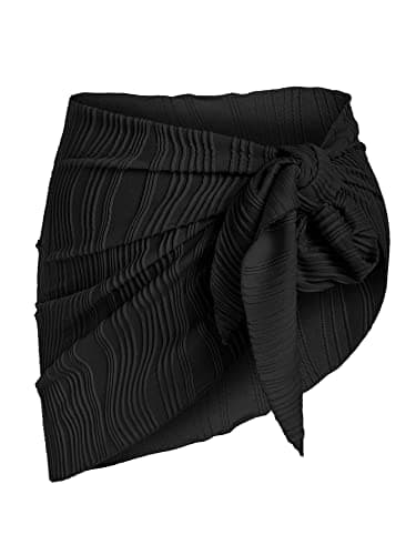 ZAFUL Textured Sarong Coverups for Women Tie Side Beach Sarong OneSize 4-Black - Image 2