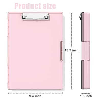 Hongri Clipboard with Storage, Pink 8.5 x 11 Folder Nursing Side Opening, Heavy Duty with Dual Compartment, Smooth Writing for Teachers, Classroom, Size 13.3 x 9.4 x 1.5 in, Office & School Supplies - Image 2