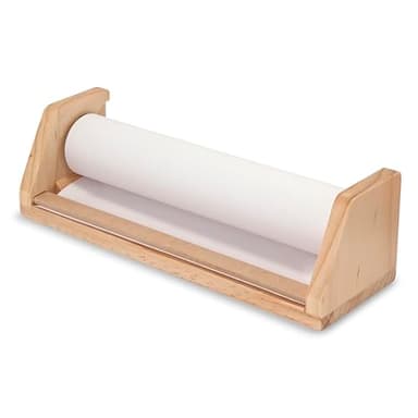 Melissa & Doug Wooden Tabletop Paper Roll Dispenser with White Bond Paper (12 inches x 75 feet) - Image 4