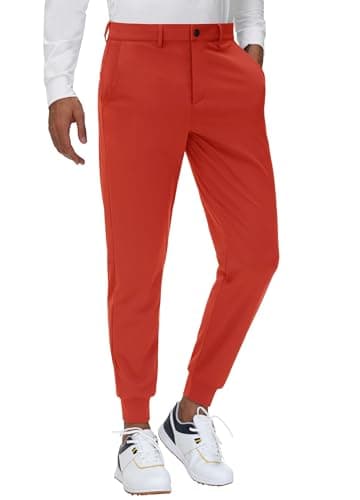 JWM Men's Stretch Golf Joggers Pants with Belt Loops - 29" Slim Fit Tapered Casual Business Travel Dress Work Sweatpants - Image 1