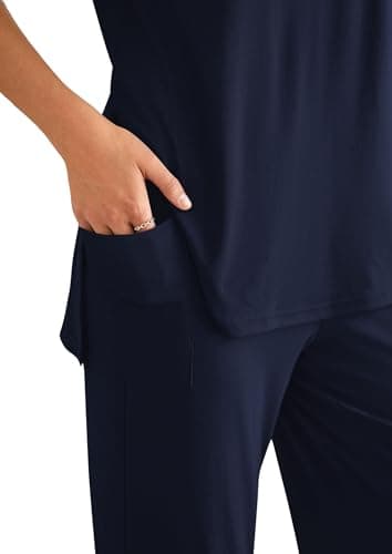 PRETTYGARDEN Women's 2 Piece Lounge Set 2025 Summer Casual Loose Tank Top Wide Leg Pants Matching Travel Outfits Tracksuit (Navy,X-Large) - Image 5