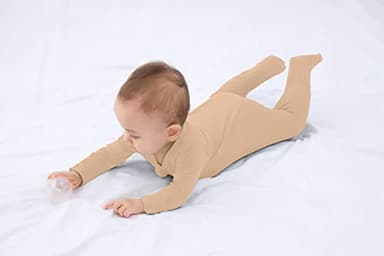 GUISBY Baby Footed Pajamas with Mitten Cuffs, Cozy rayon made from bamboo Dual Zipper Sleeper Pjs 0-3 Months - Image 3