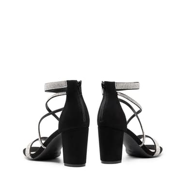 DREAM PAIRS Women's Chunk Low Heel Pump Sandals,Size 8,Black-Suede,SDHS2499W - Image 3