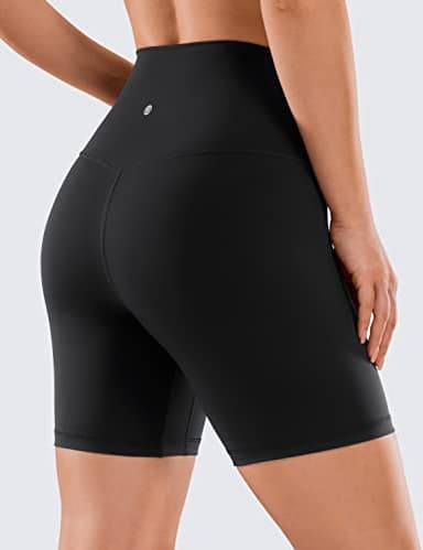 CRZ YOGA Women's Naked Feeling Biker Shorts - 6 Inches High Waist Yoga Workout Running Gym Spandex Black Small - Image 2