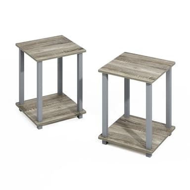 Furinno Turn-N-Tube Book Shelf, 2-Pack Bookshelf, Stackable Bookcase, 15.6 x 15.6 x 19.6, for Home Office, Living Room, Bedroom, French Oak/Grey - Image 5