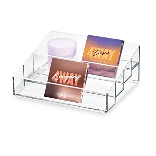 iDesign The Sarah Tanno Collection Plastic Cosmetics and Nail Polish Organizer, 5- Compartment, Clear - Image 1