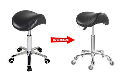 Antlu Saddle Stool Chair for Massage Clinic Spa Salon Cutting, Saddle Rolling Stool with Wheels Adjustable Height (Black) - Image 4