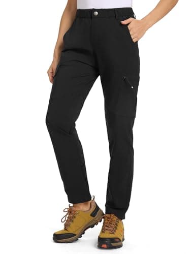 TBMPOY Women's Hiking Cargo Pants Lightweight Water Resistant Quick Dry Fishing Camping Travel Work Pant with 6 Pockets Black S - Image 1