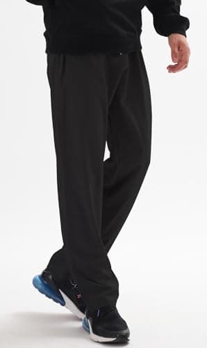 Athletic Pants for Men Water Resistant Quick Dry Lightweight Polyester Workout Warm Up Hiking Sweatpants with Pockets Black - Image 2
