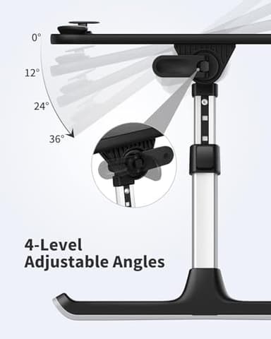 SAIJI Height & Angle Adjustable Laptop Stand for Bed, Lap Desk Bed Tray Table, Light Weight Foldable Portable Laptop Table for Couch Sofa Chair Floor Desk for Adults, Kids (Black) - Image 6