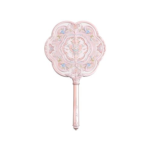 Flower Knows Butterfly Cloud Collar Hand Mirror,Vintage Chinese Round Fan Design,Fancy & Pretty Princess Handheld Mirror with Long Handle,Gift for Girls & Women(Lotus Pink) - Image 1
