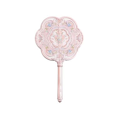 Flower Knows Butterfly Cloud Collar Hand Mirror,Vintage Chinese Round Fan Design,Fancy & Pretty Princess Handheld Mirror with Long Handle,Gift for Girls & Women(Lotus Pink) - Image 1