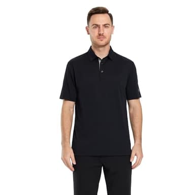 M MAELREG Mens Pique Polo Shirts Short Sleeve Performance Moisture Wicking Quick Dry Casual Golf Shirts for Men Black - Image 2