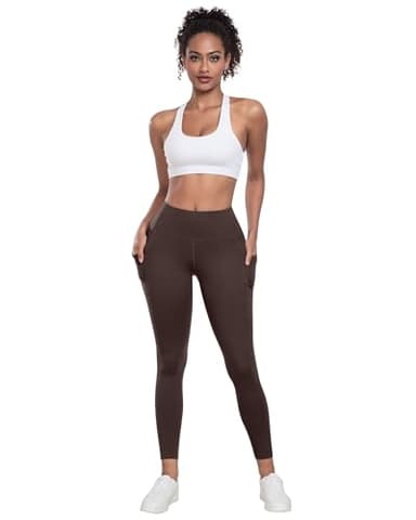 LZYVOO Leggings with Pockets for Women, 6 Packs Soft High Waisted Tummy Control Workout Yoga Pants(3BlackGrayNavyBrown-L) - Image 3