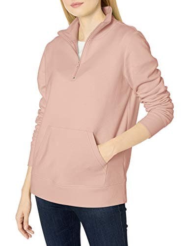 Amazon Essentials Women's Long-Sleeve Fleece Quarter-Zip Top (Available in Plus Size), Light Pink, X-Small - Image 1