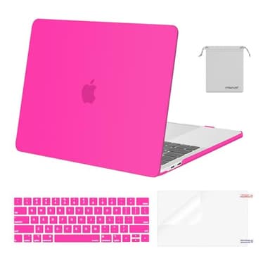 MOSISO Compatible with MacBook Pro 13 inch Case M2 2025, 2024, 2023, 2022-2016 A2338 M1 A2251 A2289 A2159 A1989 A1708 A1706, Plastic Hard Shell&Keyboard Cover&Screen Film&Storage Bag, Bright Rose - Image 1