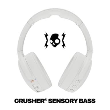 Skullcandy Crusher Evo Wireless Bluetooth Headphones with Extra USB-C Charging Cable, Multi-Sensory Bass, Noise Isolating Over-Ear Fit, 40 Hours Battery, Microphone for iPhone Android - Bone - Image 2