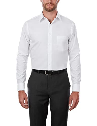 Van Heusen Men's Tall Fit Dress Shirts Poplin, White, 20" Neck 35"-36" Sleeve - Image 1