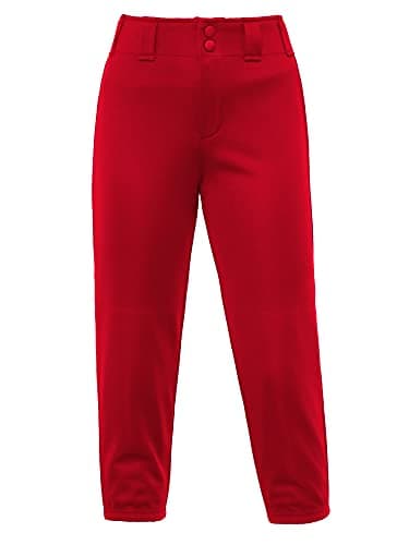 Stelle Girls' Softball Pants Youth Kids Baseball Pants Fastpitch Pants with Pockets Boys Tee Ball (Red, S) - Image 2