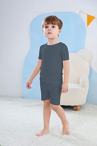 GUISBY Baby Toddler Rayon Pajamas, 2 Piece Short Sleeve Pajama Sets 12-18 Months - Image 2