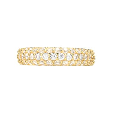 Amazon Essentials Cubic Zirconia Classic Pave Eternity Ring in Yellow 18K Gold Plated Sterling Silver, Yellow, 7 - Image 2