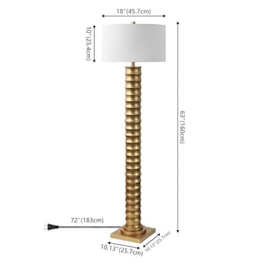 JONATHAN Y JYL4032A Serena 63" Metal LED Floor Lamp, Contemporary, Modern, Art Deco Style, Office, Elegant, Living Room, Family Room, Dining Room, Bedroom, Hallway, Foyer, Gold Leaf - Image 2