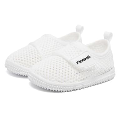 MORENDL Toddler Water Shoes Baby Breathable Mesh Non-Slip Sandals Quick Dry Lightweight Beach Barefoot Shoes Surfing Boating Sport Shoes White 12-15 Months - Image 2