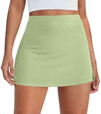 AUTOMET Women's Mini Tennis Skirt with Shorts Underneath 2025 Athletic Workout Cute Golf Skorts Trendy Summer Gym Clothes Green M - Image 1