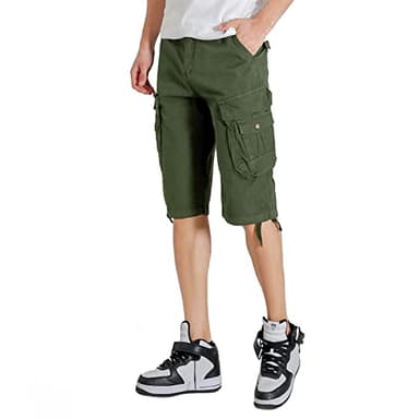DGWZ Mens Cargo Shorts Elastic Waist Multi Pocket Hiking Outdoor Camo Stretch Cotton - Image 5