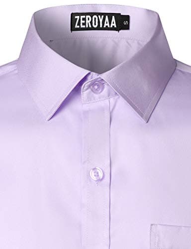 ZEROYAA Men's Urban Stylish Casual Business Slim Fit Long Sleeve Button Up Dress Shirt with Pocket ZLCL29 Lavender Small - Image 5